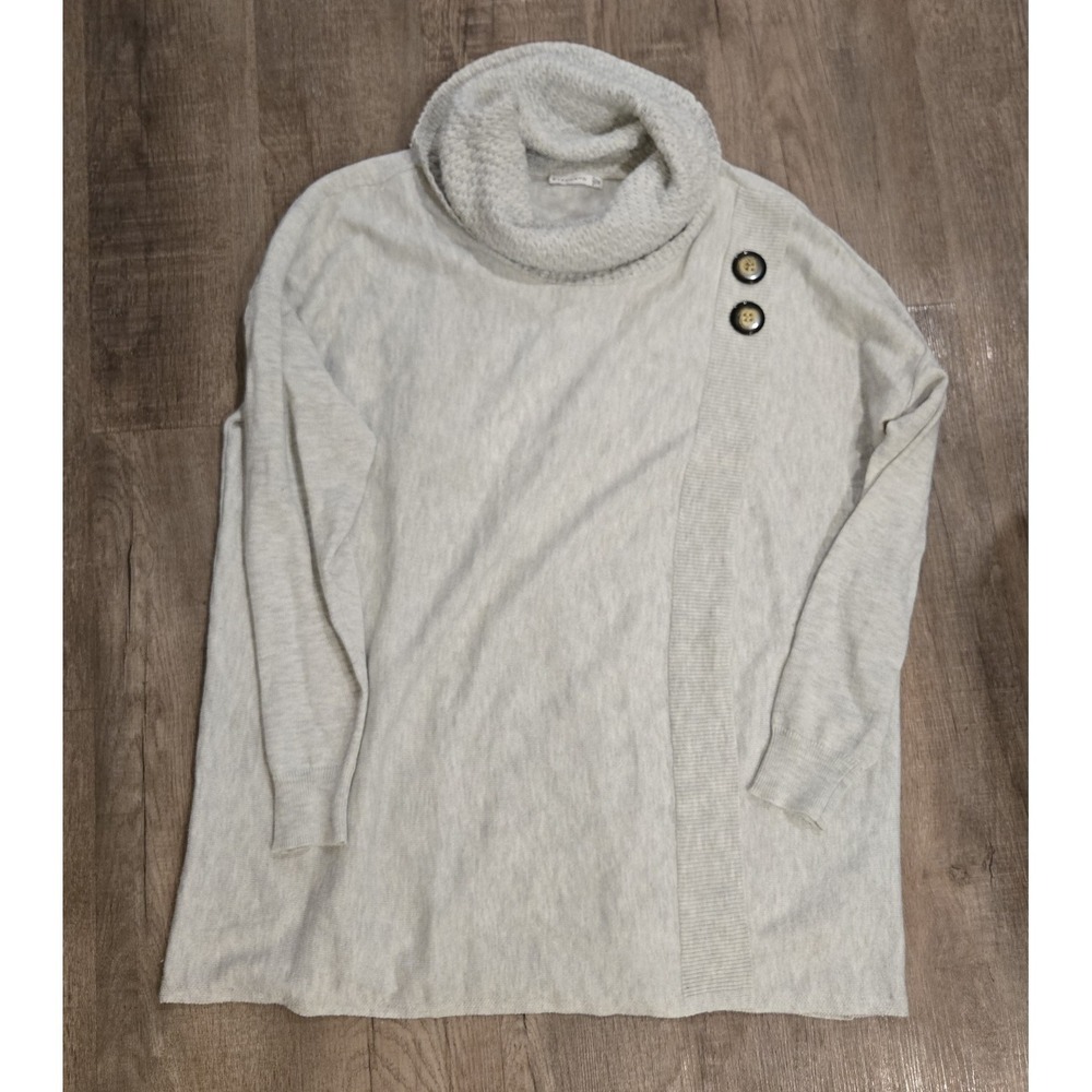 Staccato Women's Wrap Sweater Big‎ Buttons Grey Size M